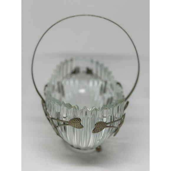 VTG Mid‑Century Gales Sheffield Bridal Basket Glass Liner Silver‑Plated Frame - Picture 3 of 8